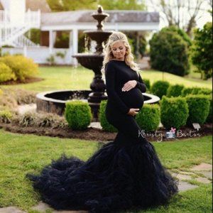 Maternity Tulle Mermaid Gown